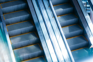 Steps on a escalator close up