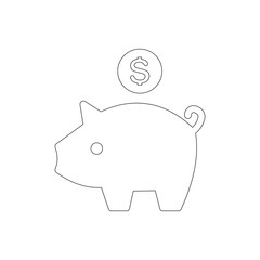 Piggy bank savings icon vector illustration outline
