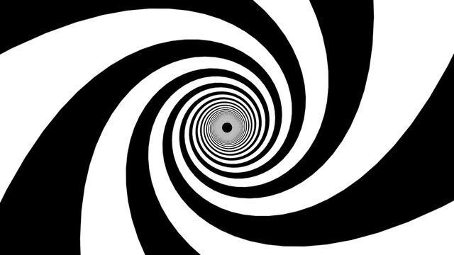 Black and white wide stripes form a hypnotic funnel, computer generated. 3d rendering of dynamic background © turbomotion046