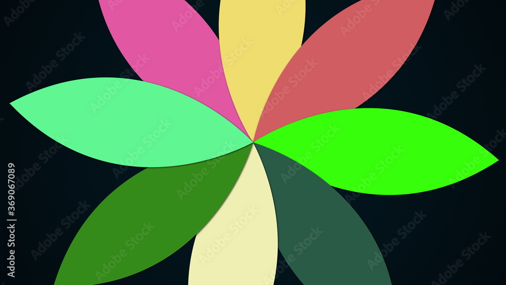 Poster computer generated modern background from flower with petals. colorful pattern, 3d rendering