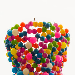 Decorative plastic balls in sidewalk