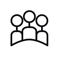 various icons, three silhouettes of people