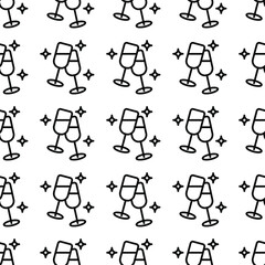 various icons, pattern of two glasses of champagne