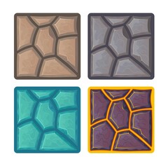 Different stone textures for the game. Vector illustration.