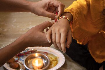 Indian festival: A traditional Indian wrist band which is a symbol of love between Brother and Siste