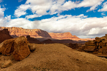 Contrasting mountain and sky scenery near Navajo bridge, AZ, USA