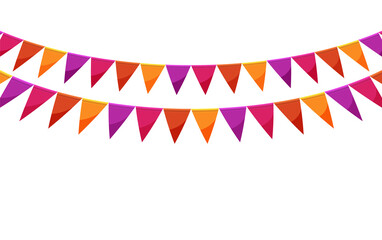 Obraz premium Paper bunting party flags isolated on white