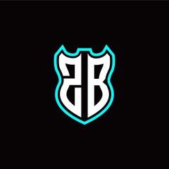 Z B initial logo design with shield shape