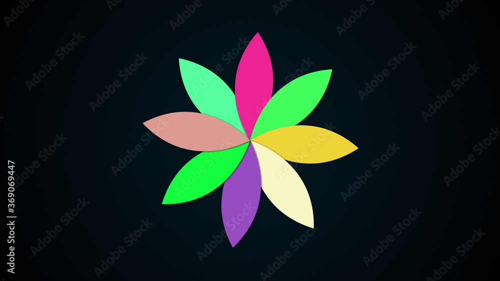Poster computer generated modern background from flower with petals. colorful pattern, 3d rendering