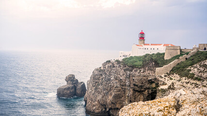Sagres Lighthouse, Algarve, Portugal. The Land's End of Portugal
