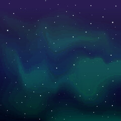 Pixel art night sky, Aurora Borealis, Northern Lights Effect. Pixel background 8 bit.