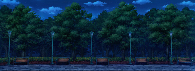 Park Anime Background - Night.