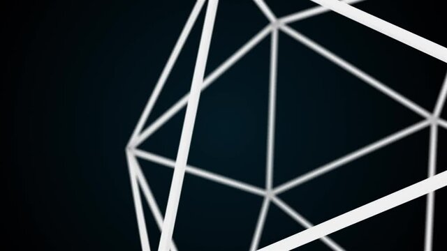 Proportional polyhedron from lattice structure, 3d rendering geometric shape. Computer generated the atom. Technologal background