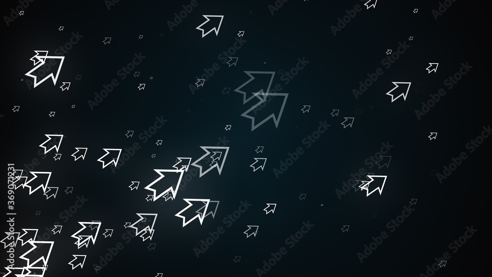 Aufkleber computer generated abstract background. lots of outline neon cursors, 3d rendering