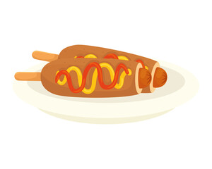 fast food corn dog on white background