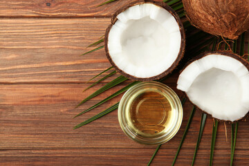 coconut oil and coconuts on the table
