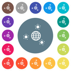 Pandemic flat white icons on round color backgrounds