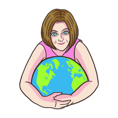 Wonderfull illustration a woman and globe