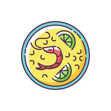 shrimp soup bowl with lime slices clip art preview