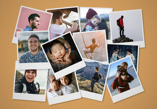 Instant Photos Collage Mockup