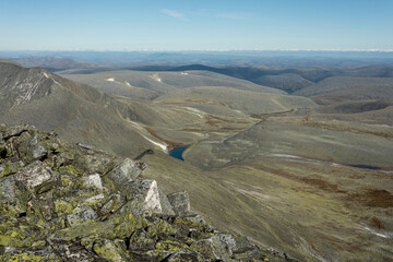 The concept of outdoor activities in the mountains. Minimalist mountain landscape. Atmospheric...