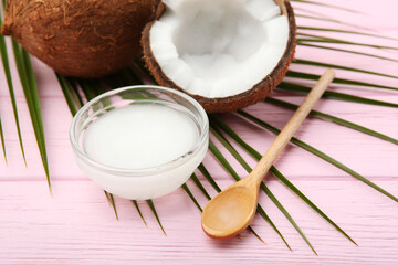 coconut oil and coconuts on the table
