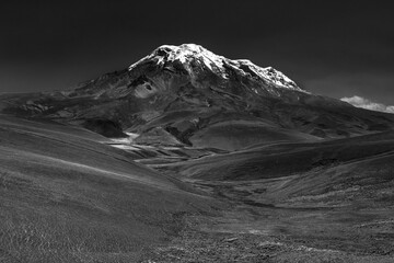 The amazing view over the Chimborazo volcano in Ecuador. The highest mountain on earth when...