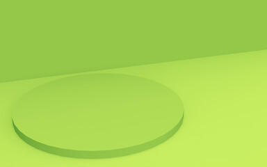 3d green cylinder podium minimal studio background. Abstract 3d geometric shape object illustration render. Display for food natural product.