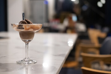 Chocolate ice cream in a glass
