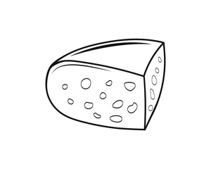 Cheese icon isolated on white. Stencil food. Sketch vector stock illustration. EPS 10