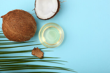 coconut oil and coconuts on the table

