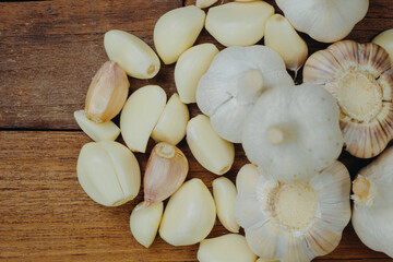 garlic on a wooden table