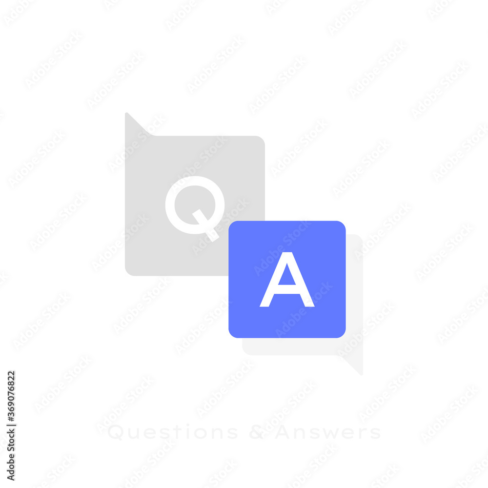 Poster questions and answers label. messages bubbles with questions and answers text. logo design. vector i