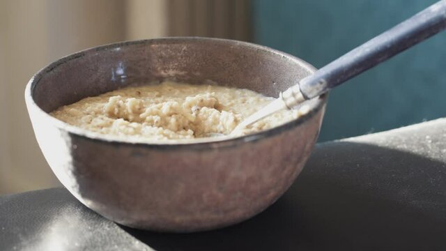 Hot Porridge In The Morning - Closeup Shot