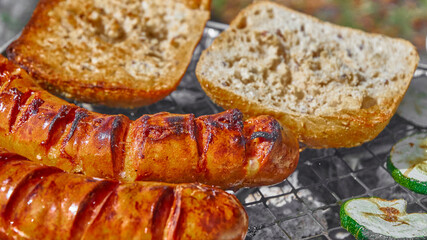 Grill, barbecue party. Tasty sausage. Karlskoga. Sweden
