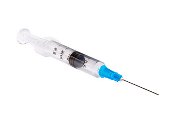 Fototapeta premium Empty syringe isolated on white background. Сloseup
