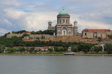 Fototapeta na wymiar Cathedral in Esztergom in Hungary, view from Sturovo, Slovakia