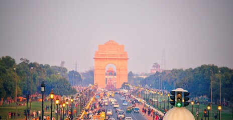 panoramic view of the city in Indian capital New Delhi India Gate  © Shihab