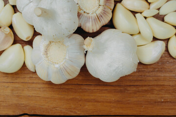 garlic on a wooden table
