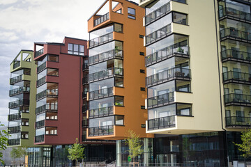 Newly built colorful apartment view