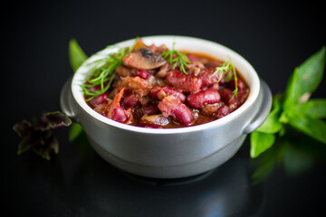 cooked boiled red beans with various vegetables