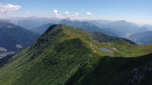 Drone view of alpine landscape in summer, Friuli Venezia Giulia, Italy