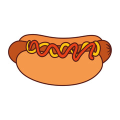 fast food delicious hot dog on white background