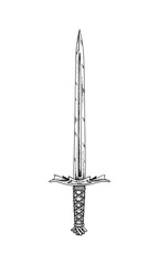 Medieval Sword. Hand Drawn Vector Illustration