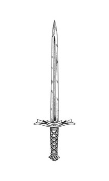 Medieval Sword. Hand Drawn Vector Illustration