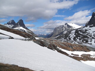 snow covered mountains, route des Trolls