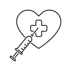 Fototapeta premium Heart treatment black line icon. Cardiological diseases. Isolated vector element. Outline pictogram for web page, mobile app, promo.