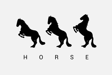 Horse standing pose for logo design template, vector illustration