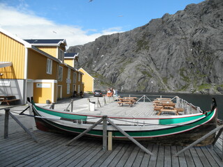 Fototapeta na wymiar fishing boats in the harbor, Iles Lofoten, Norvège 