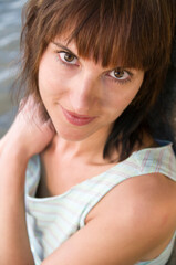 Naklejka premium Close up of young lady